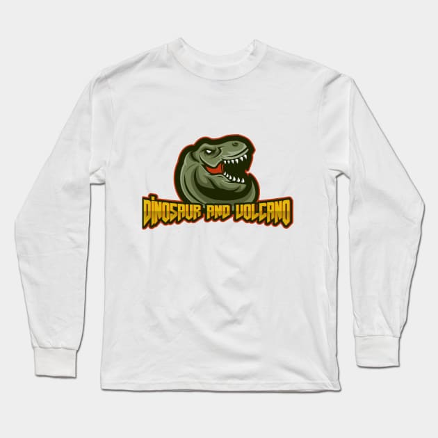 Dinosaur and Volcano Long Sleeve T-Shirt by Tint Valley